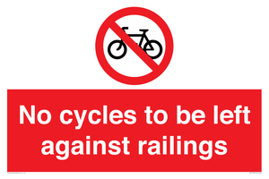 No cycles to be left against railings